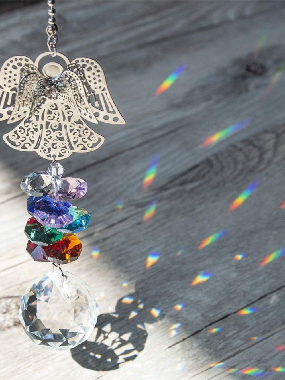 Crystal Guardian Angel Suncatcher Car Charm for Rear View Mirror Decor